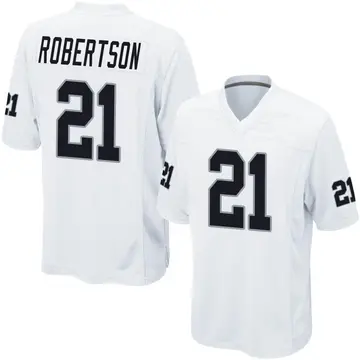 Nike Amik Robertson Men's Game Las Vegas Raiders White Jersey