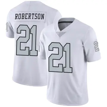 Nike Amik Robertson Men's Limited Las Vegas Raiders White Color Rush Jersey