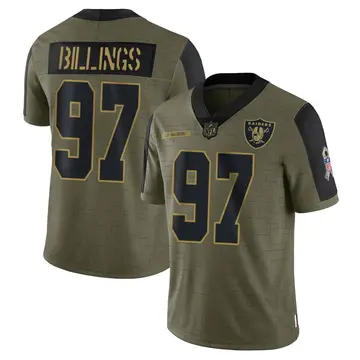Nike Andrew Billings Men's Limited Las Vegas Raiders Olive 2021 Salute To Service Jersey