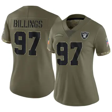 Nike Andrew Billings Women's Limited Las Vegas Raiders Olive 2022 Salute To Service Jersey