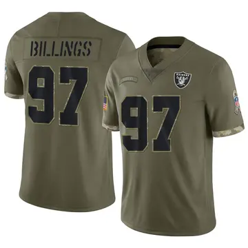 Nike Andrew Billings Youth Limited Las Vegas Raiders Olive 2022 Salute To Service Jersey