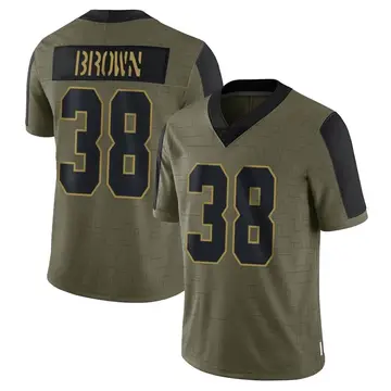 Nike Brittain Brown Youth Limited Las Vegas Raiders Olive 2021 Salute To Service Jersey
