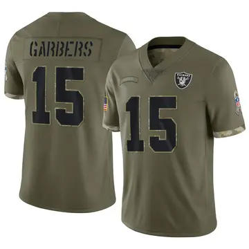 Nike Chase Garbers Youth Limited Las Vegas Raiders Olive 2022 Salute To Service Jersey