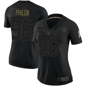 Nike Darius Philon Women's Limited Las Vegas Raiders Black 2020 Salute To Service Jersey