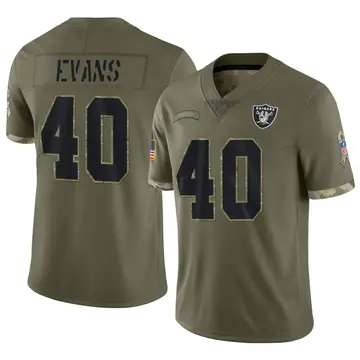 Nike Darren Evans Youth Limited Las Vegas Raiders Olive 2022 Salute To Service Jersey
