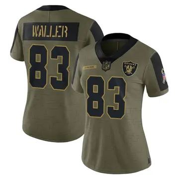 Nike Darren Waller Women's Limited Las Vegas Raiders Olive 2021 Salute To Service Jersey