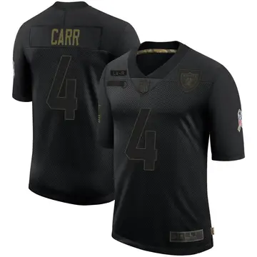 Nike Derek Carr Men's Limited Las Vegas Raiders Black 2020 Salute To Service Jersey