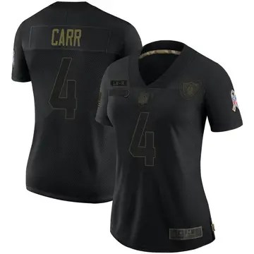 Nike Derek Carr Women's Limited Las Vegas Raiders Black 2020 Salute To Service Jersey