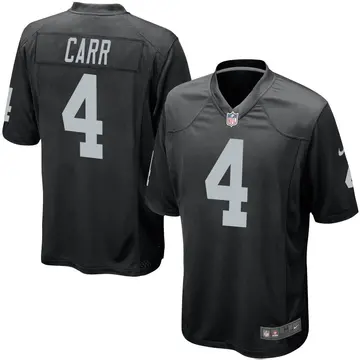 Nike Derek Carr Youth Game Las Vegas Raiders Black Team Color Jersey