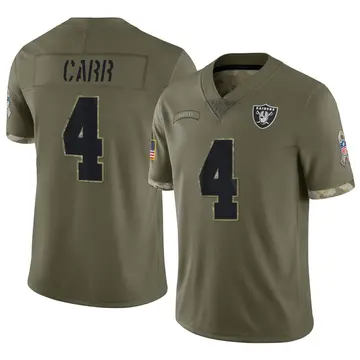 Nike Derek Carr Youth Limited Las Vegas Raiders Olive 2022 Salute To Service Jersey