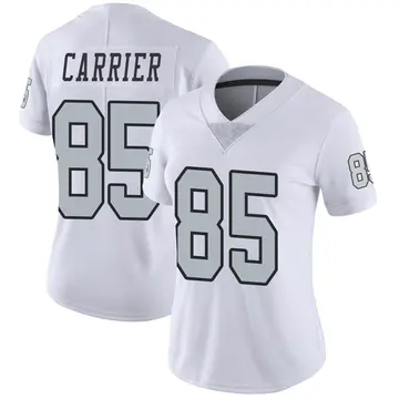 Nike Derek Carrier Women's Limited Las Vegas Raiders White Color Rush Jersey