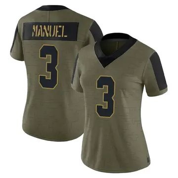 Nike EJ Manuel Women's Limited Las Vegas Raiders Olive 2021 Salute To Service Jersey
