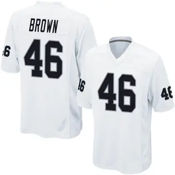 Nike Ike Brown Men's Game Las Vegas Raiders White Jersey