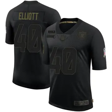 Nike Jalen Elliott Men's Limited Las Vegas Raiders Black 2020 Salute To Service Jersey