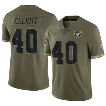 Nike Jalen Elliott Men's Limited Las Vegas Raiders Olive 2022 Salute To Service Jersey