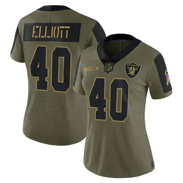Nike Jalen Elliott Women's Limited Las Vegas Raiders Olive 2021 Salute To Service Jersey