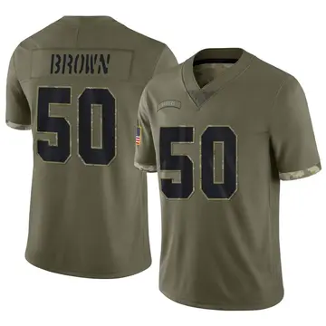 Nike Jayon Brown Men's Limited Las Vegas Raiders Olive 2022 Salute To Service Jersey