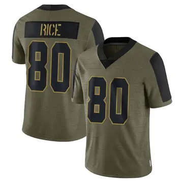 Nike Jerry Rice Men's Limited Las Vegas Raiders Olive 2021 Salute To Service Jersey