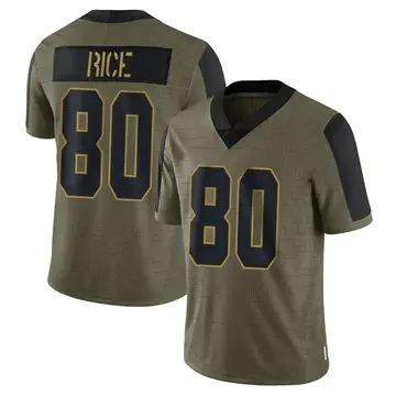 Nike Jerry Rice Youth Limited Las Vegas Raiders Olive 2021 Salute To Service Jersey