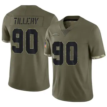 Nike Jerry Tillery Men's Limited Las Vegas Raiders Olive 2022 Salute To Service Jersey