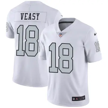 Nike Jordan Veasy Men's Limited Las Vegas Raiders White Color Rush Jersey