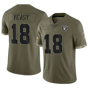 Nike Jordan Veasy Youth Limited Las Vegas Raiders Olive 2022 Salute To Service Jersey