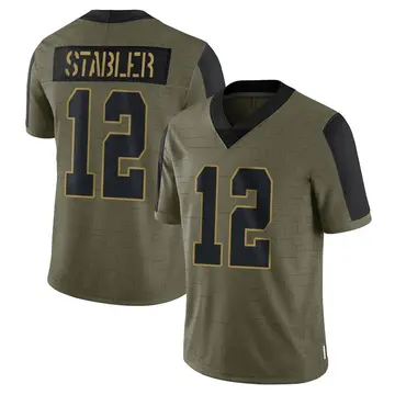 Nike Ken Stabler Men's Limited Las Vegas Raiders Olive 2021 Salute To Service Jersey