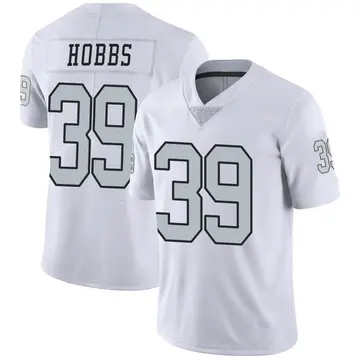 Nike Nate Hobbs Men's Limited Las Vegas Raiders White Color Rush Jersey