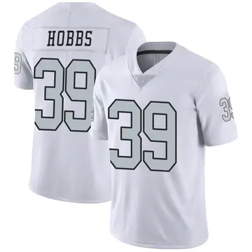 Nike Nate Hobbs Youth Limited Las Vegas Raiders White Color Rush Jersey