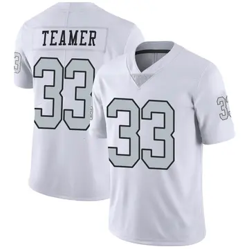 Nike Roderic Teamer Men's Limited Las Vegas Raiders White Color Rush Jersey
