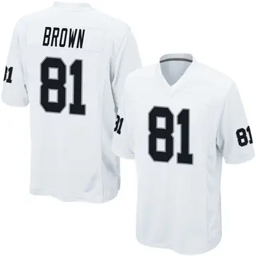 Nike Tim Brown Men's Game Las Vegas Raiders White Jersey