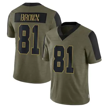 Nike Tim Brown Men's Limited Las Vegas Raiders Olive 2021 Salute To Service Jersey