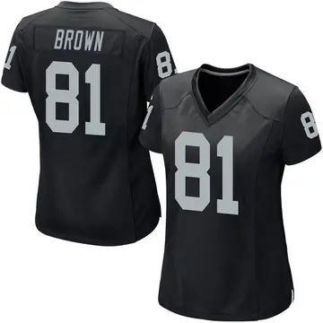 Nike Tim Brown Women's Game Las Vegas Raiders Black Team Color Jersey