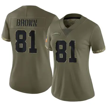 Nike Tim Brown Women's Limited Las Vegas Raiders Olive 2022 Salute To Service Jersey