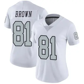Nike Tim Brown Women's Limited Las Vegas Raiders White Color Rush Jersey