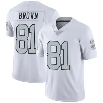 Nike Tim Brown Youth Limited Las Vegas Raiders White Color Rush Jersey