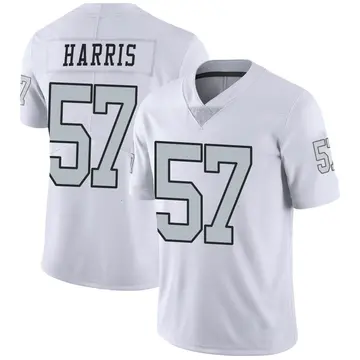 Nike Trent Harris Men's Limited Las Vegas Raiders White Color Rush Jersey