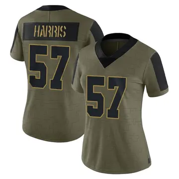 Nike Trent Harris Women's Limited Las Vegas Raiders Olive 2021 Salute To Service Jersey