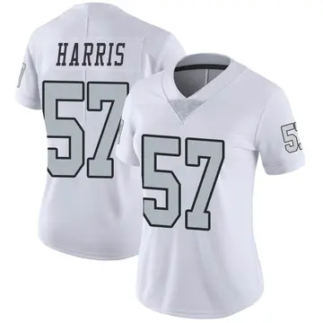 Nike Trent Harris Women's Limited Las Vegas Raiders White Color Rush Jersey