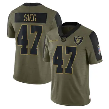 Nike Trent Sieg Men's Limited Las Vegas Raiders Olive 2021 Salute To Service Jersey