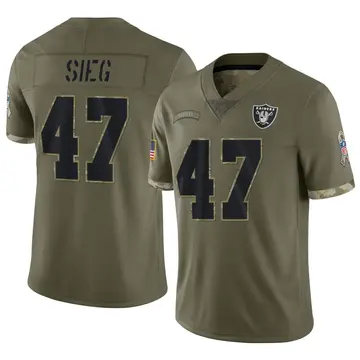 Nike Trent Sieg Men's Limited Las Vegas Raiders Olive 2022 Salute To Service Jersey