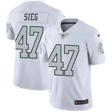 Nike Trent Sieg Men's Limited Las Vegas Raiders White Color Rush Jersey