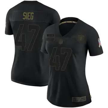 Nike Trent Sieg Women's Limited Las Vegas Raiders Black 2020 Salute To Service Jersey