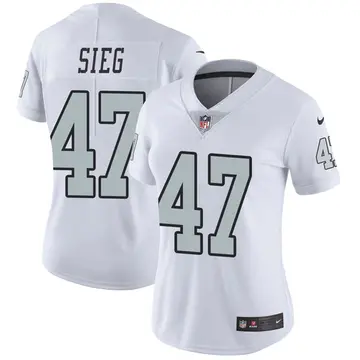 Nike Trent Sieg Women's Limited Las Vegas Raiders White Color Rush Jersey