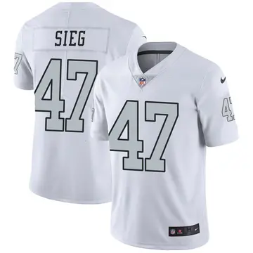 Nike Trent Sieg Youth Limited Las Vegas Raiders White Color Rush Jersey